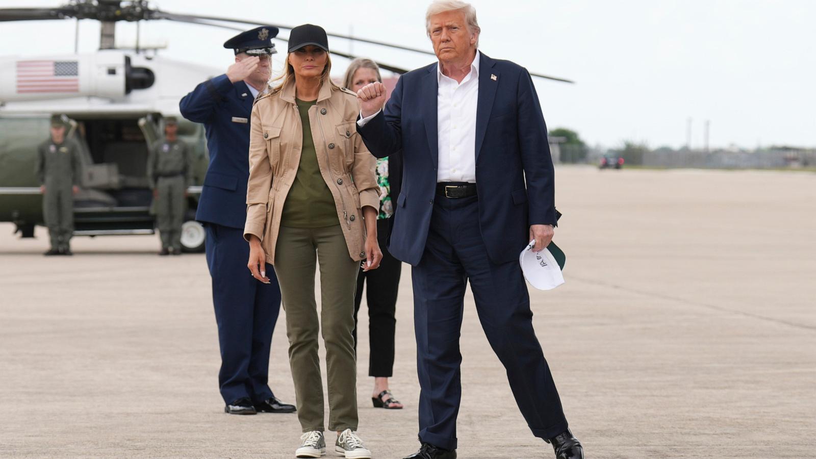 Trump visits Texas flood zone while avoiding criticism he’s heaped on other governors